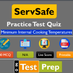 Free ServSafe Practice Test - Quiz on Minimum Internal Cooking Temperatures.
